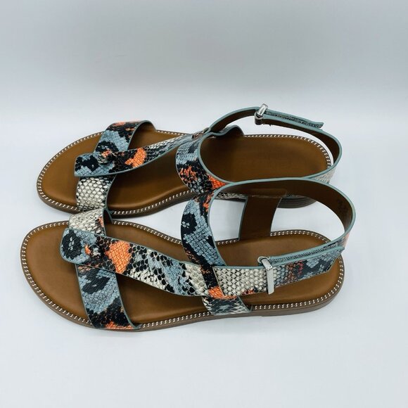 Franco Sarto Shoes Womens Size 9.5 M Snake Print Glenni Comfort Sandals T-Strap - Picture 6 of 11